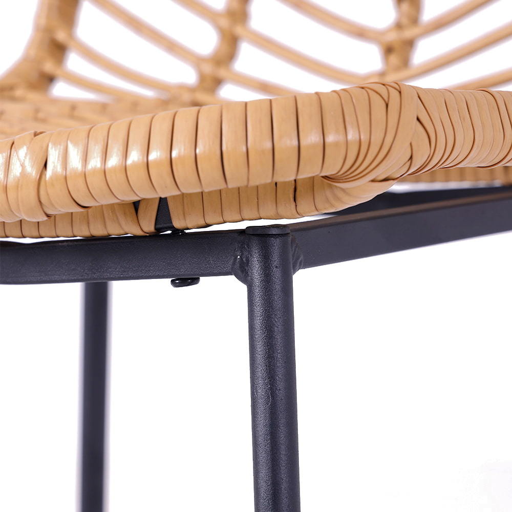 Уличные барные стулья из ротанга, плетеные стулья с высотой стойки и черной металлической рамой