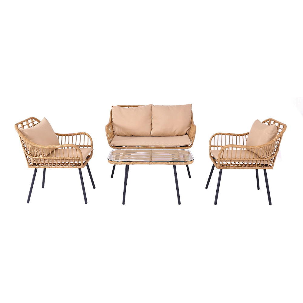 Четыре комплекта мебели для стульев из ротанга для виллы на открытом воздухе