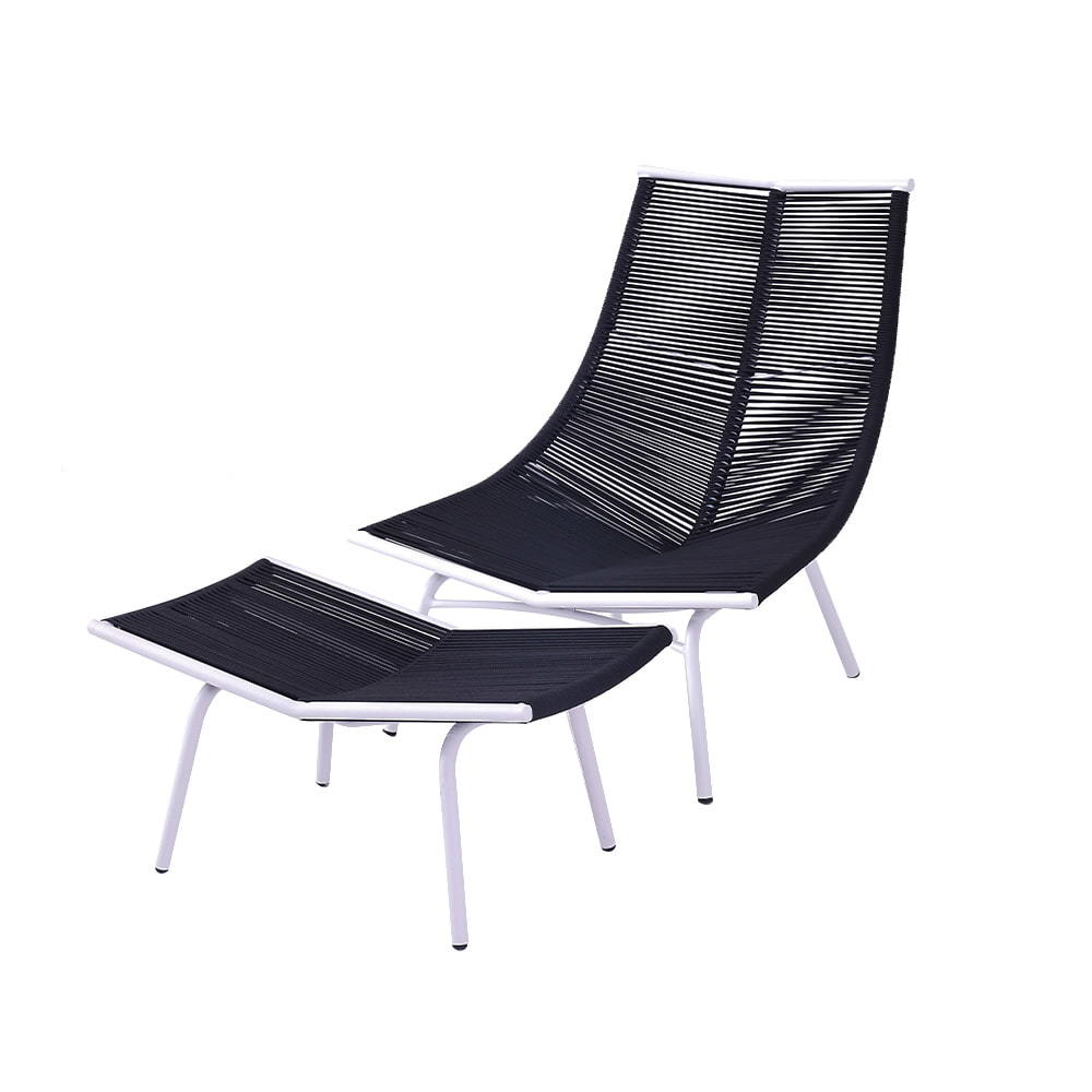Уличный тканый ротанг для отдыха в скандинавском стиле с высокой спинкой, один стул, подставка для ног, комбинированные наборы