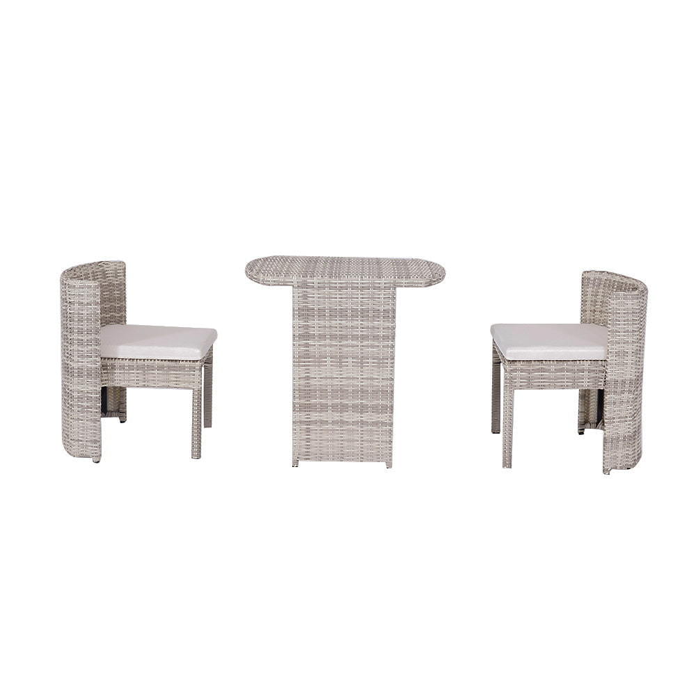 WYHS-T217 Плетеный стул из трех частей из ротанга, светло-серый стол и стул, небольшой семейный чайный столик и стул