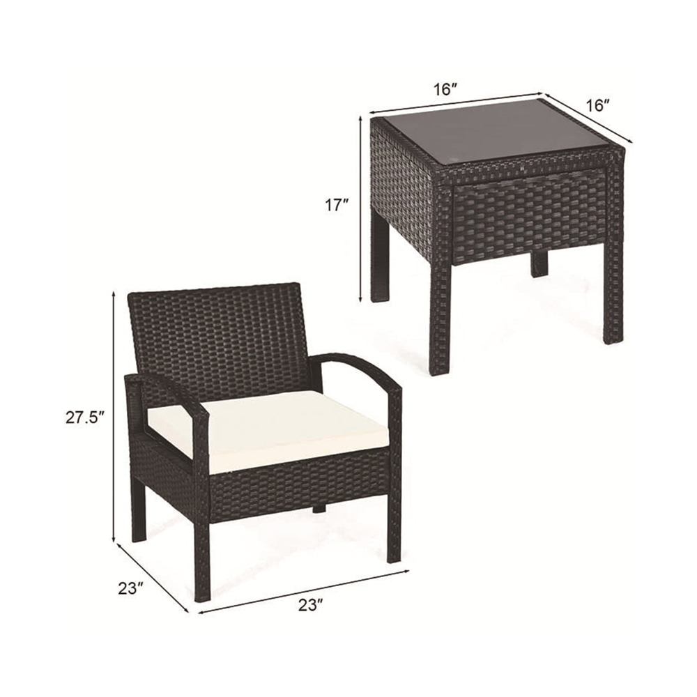 Набор для беседы в патио-бистро, набор мебели для патио на открытом воздухе с журнальным столиком для двора и бистро