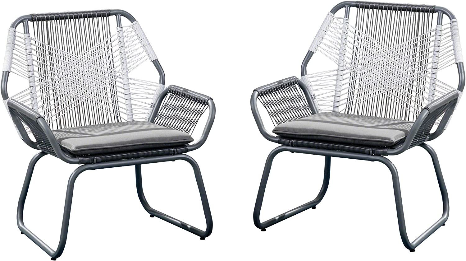 Клубный стул из ротанга Patio Outdoor PE (набор из 2 шт.), серый