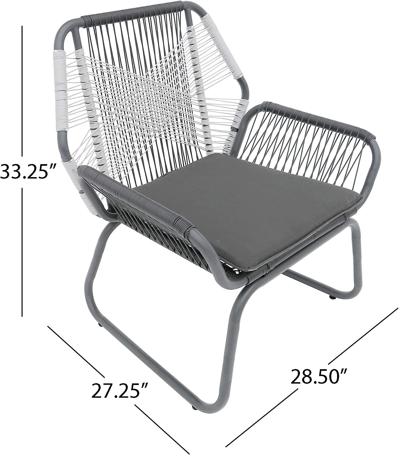 Клубный стул из ротанга Patio Outdoor PE (набор из 2 шт.), серый
